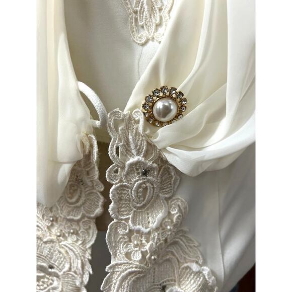 Vintage 80s Zeeba NY Lace Embroidered Formal Jacket Structured Shoulders Size 6 - Picture 9 of 16